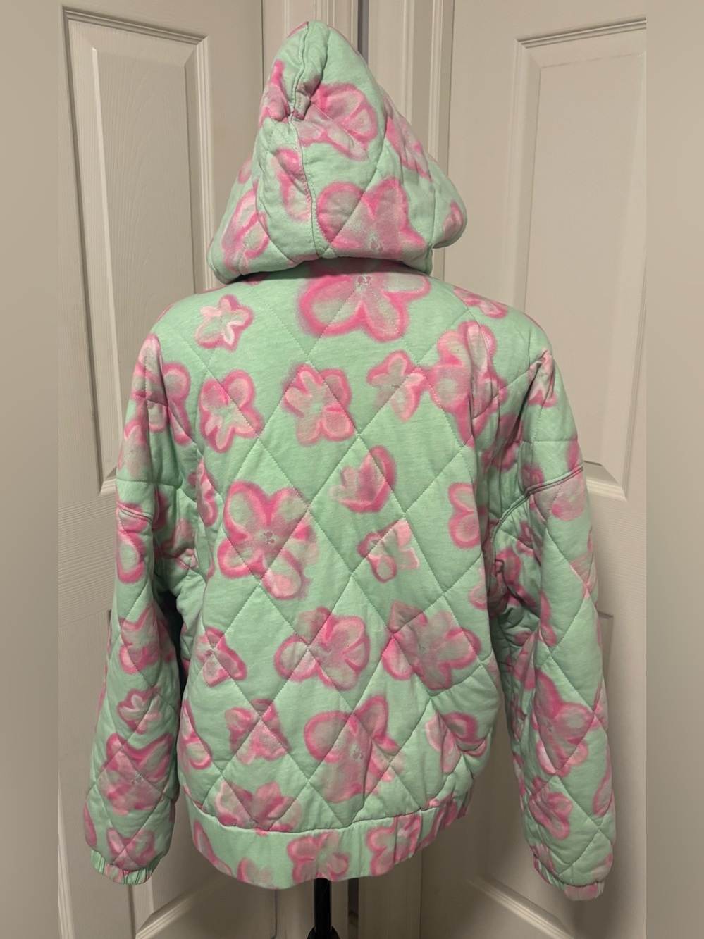Wild Fable Floral Hooded Zip-Up Quilted Puffer Jacket - Picture 3 of 8